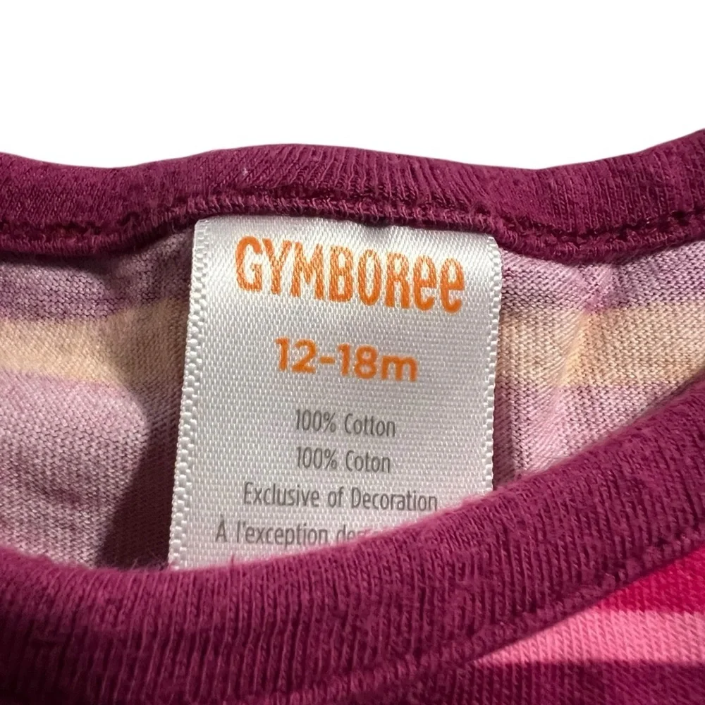Gymboree Multicolored striped long sleeve shirt with flower detail 12-18 months